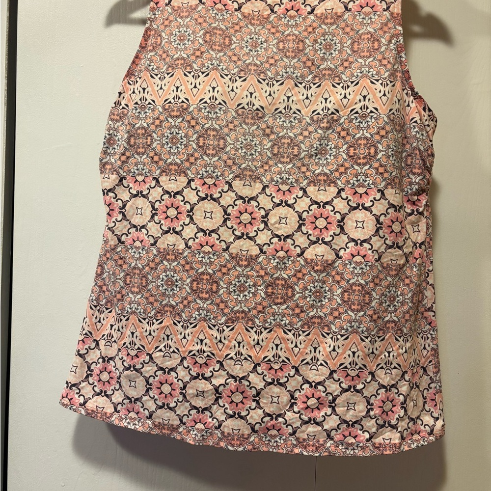Lands' End Pink Multi Printed Sleeveless Swim Tank